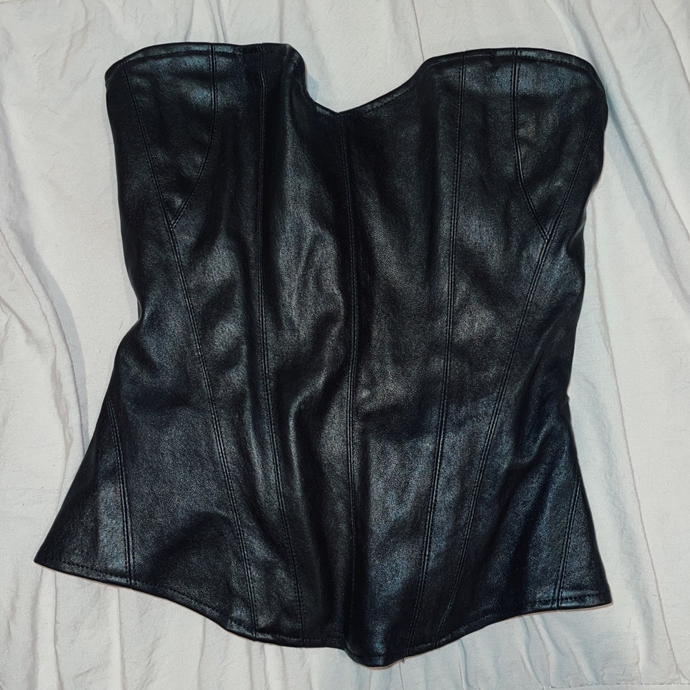 black leather corset